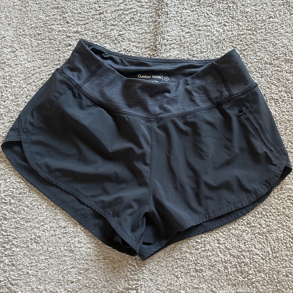 Black high waisted outdoor voices shorts